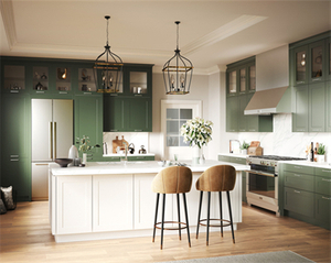 Minimalist High Grade Green Lacquer Kitchen Cabinet