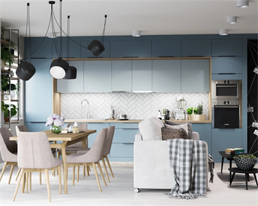 Modern High End Blue Lacquer Kitchen Cabinet