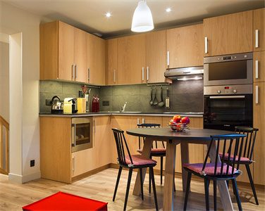 Apartment L Shaped Freestanding Wood Veneer Kitchen Cabinet