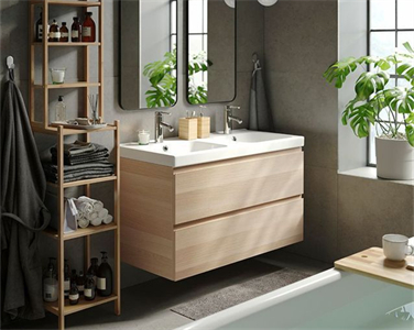 Rustic Durable Mounted Wooden Bathroom Cabinet